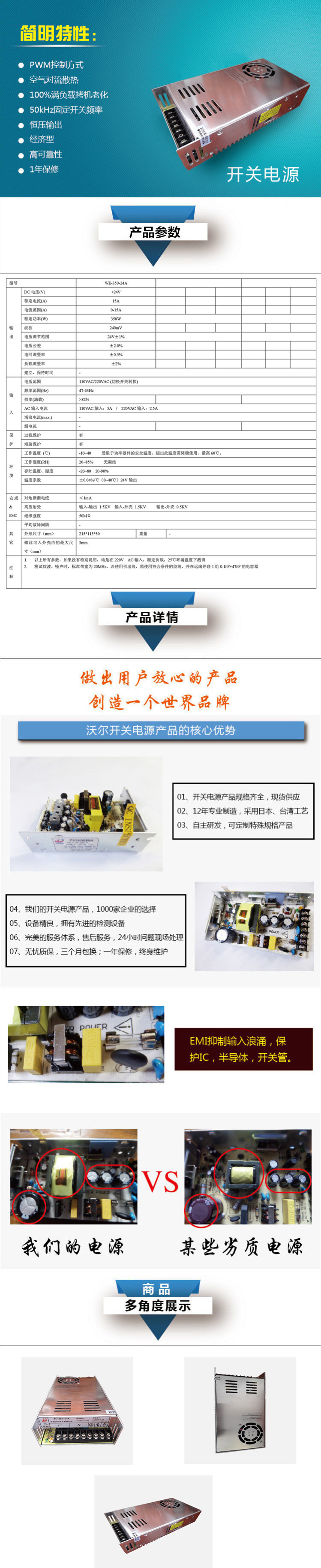 單路輸出開關電源WE-350-24A